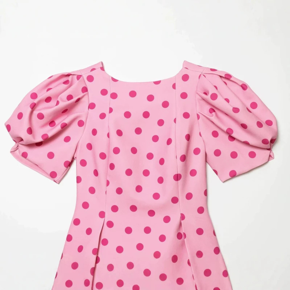 ZARA Chic Polka Dot Puff Sleeve Cropped Top